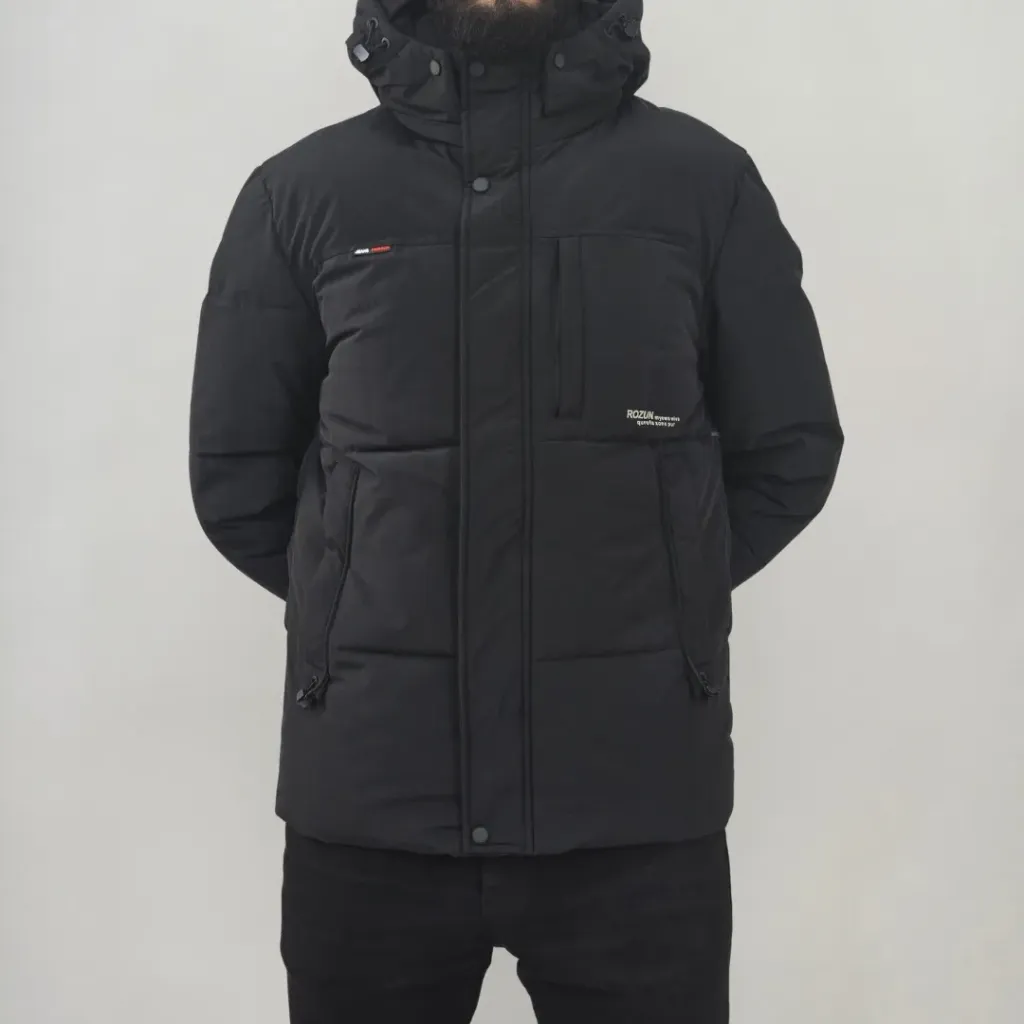  Hooded Winter Puffer Jacket (S, Black)