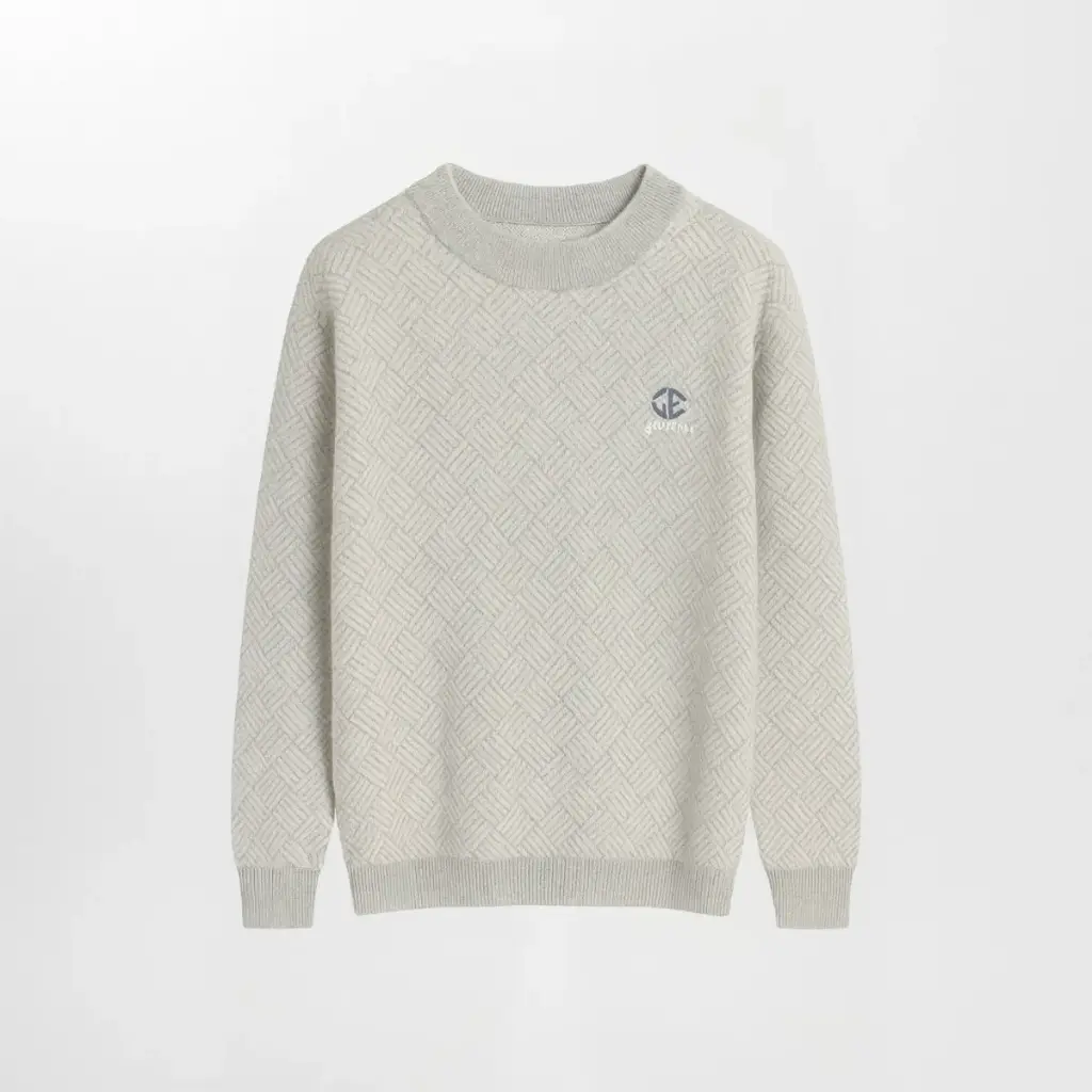 Texture Crew-Neck Sweater (M, Beige)