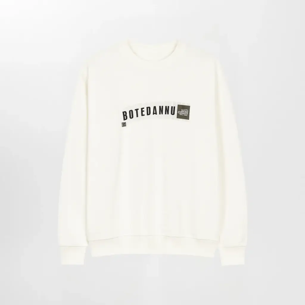  Essential Printed Crew-Neck (Black, M)