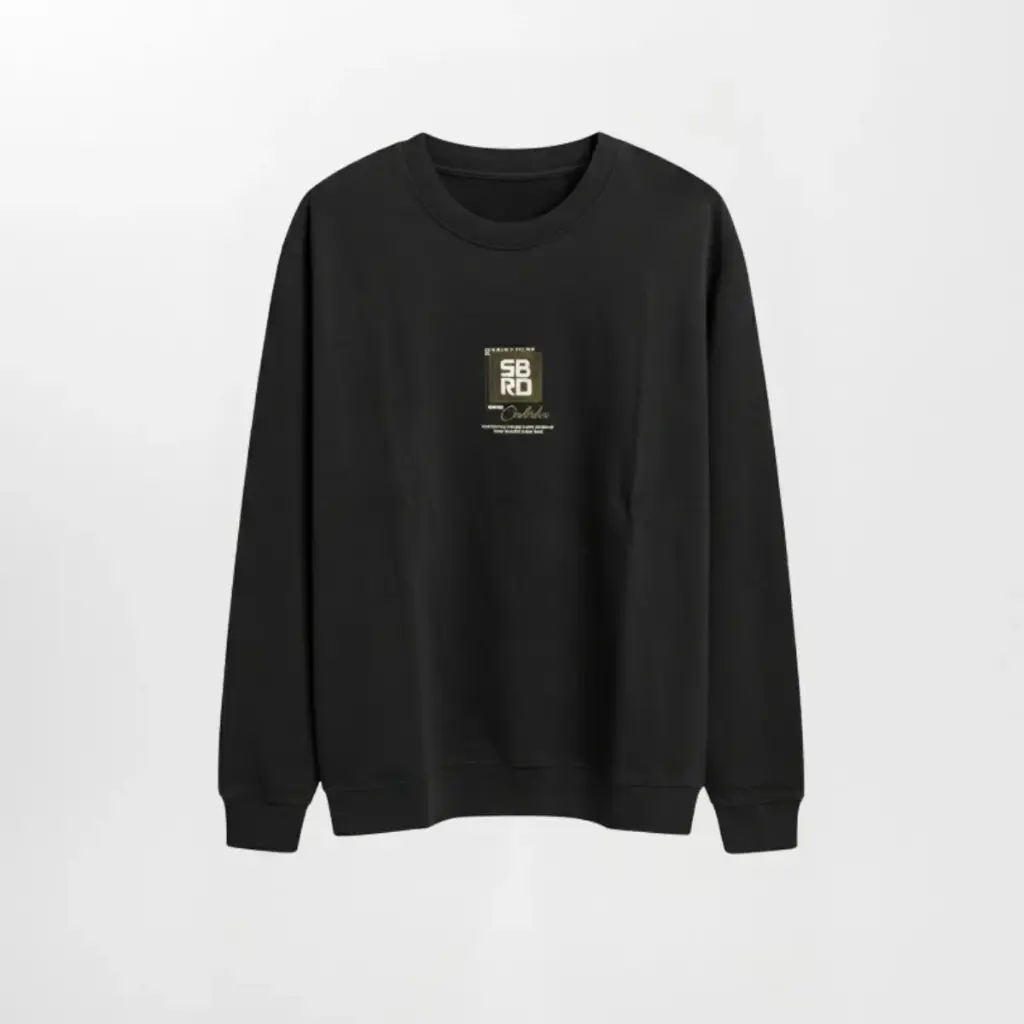 Square Print Crew-Neck (M, Black)