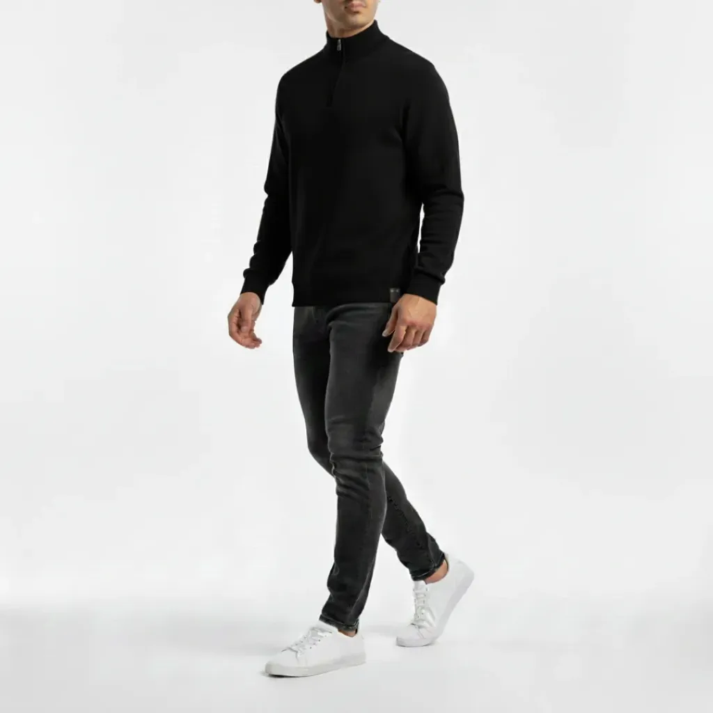Essential Half-Zip Sweater (M, Black)