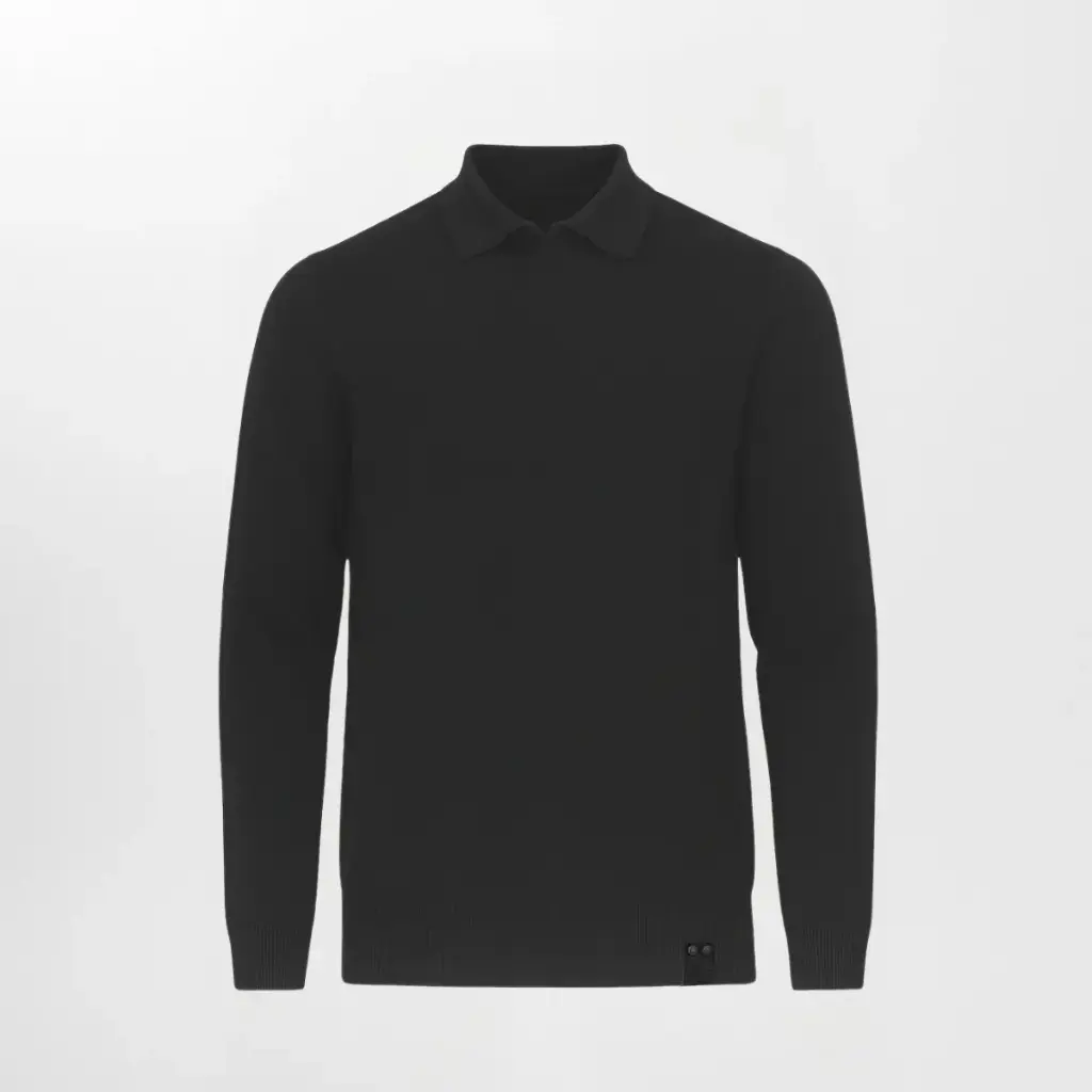 Heritage Button Polo T-Shirt (M, Black)