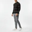 Striped 1/4 Zip Knit Polo T-Shirt